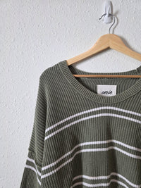 Aerie Green Striped Sweater (S)
