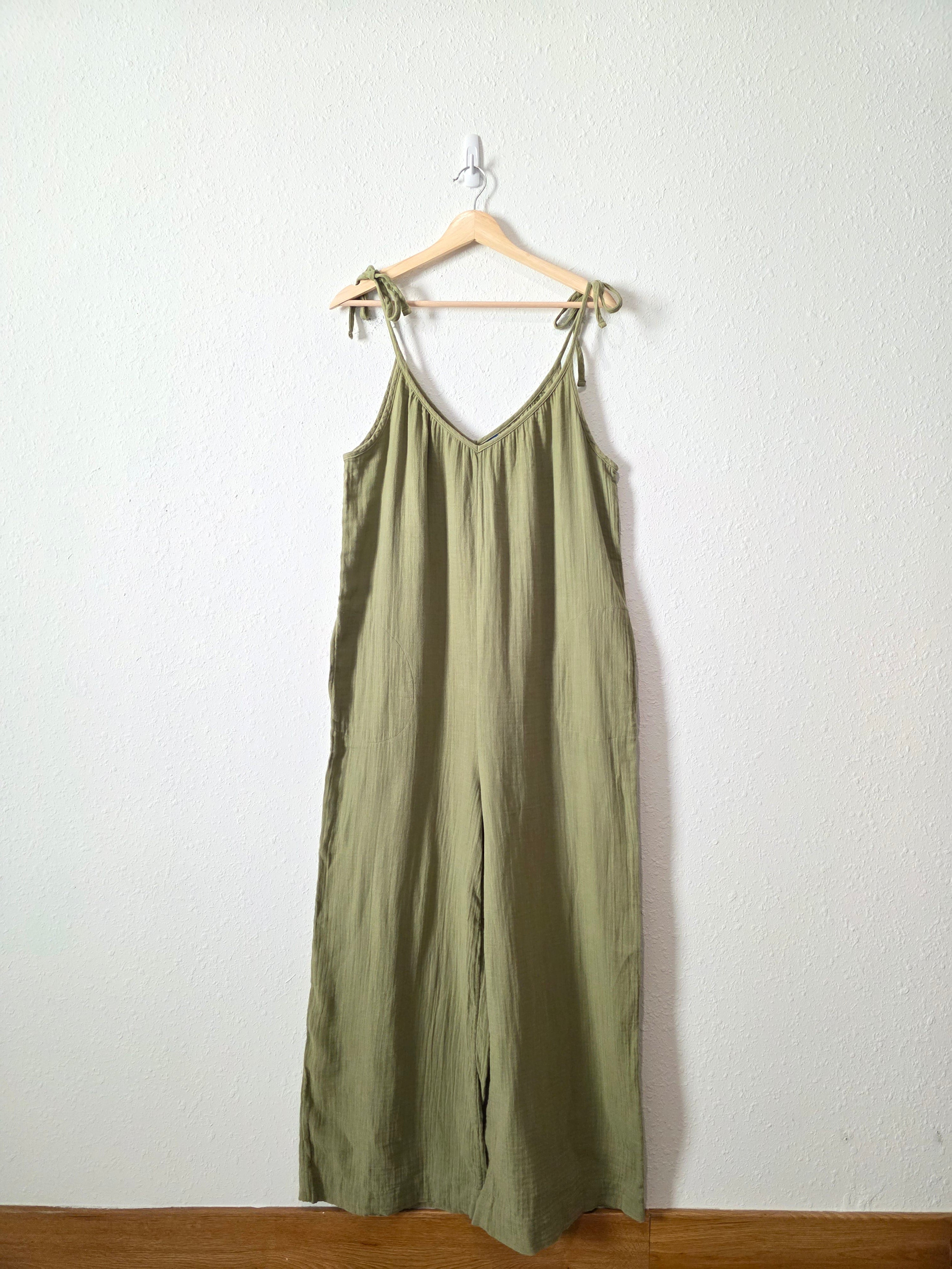 Green Wide Leg Gauze Jumpsuit (M tall)