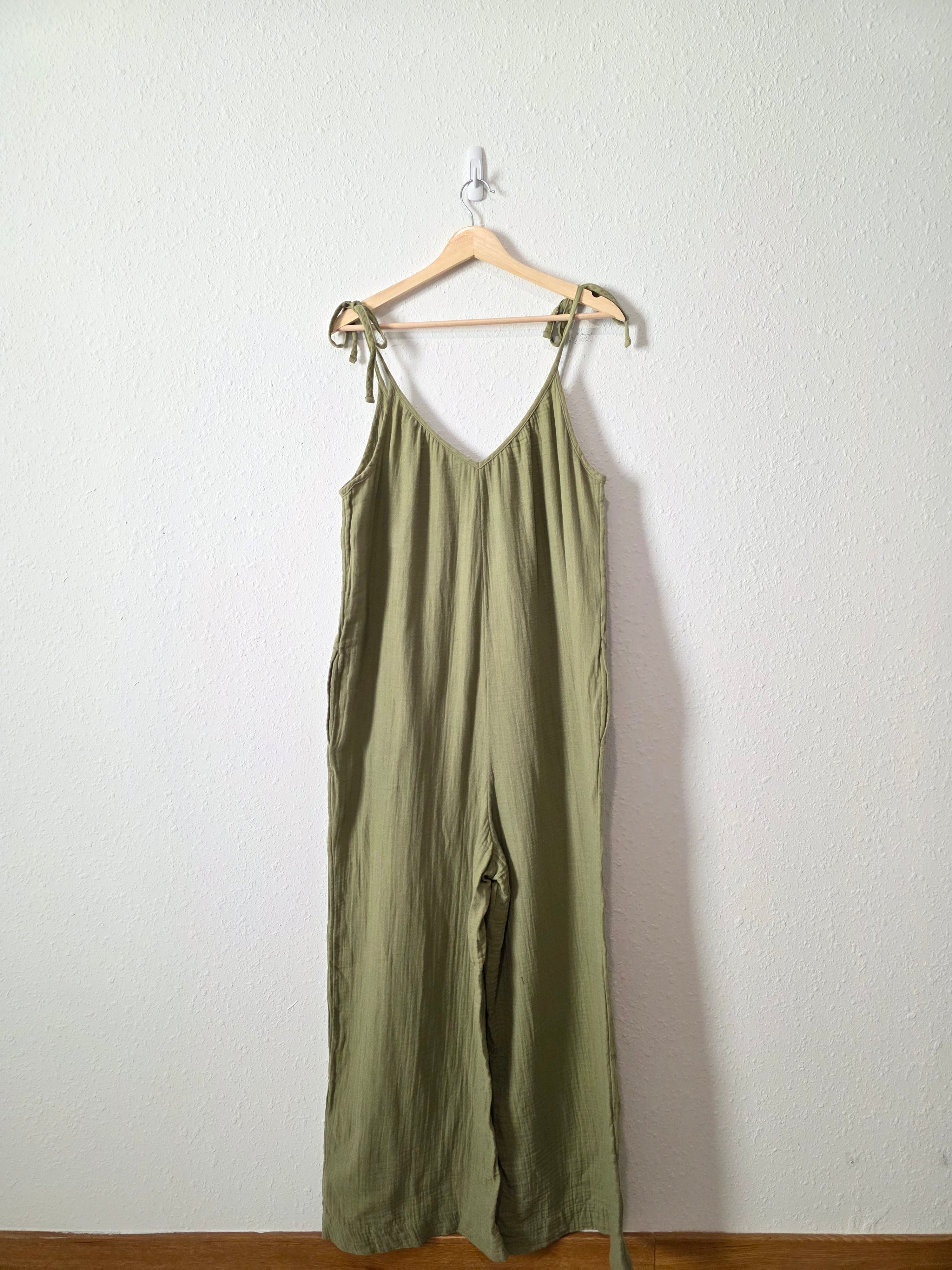 Green Wide Leg Gauze Jumpsuit (M tall)