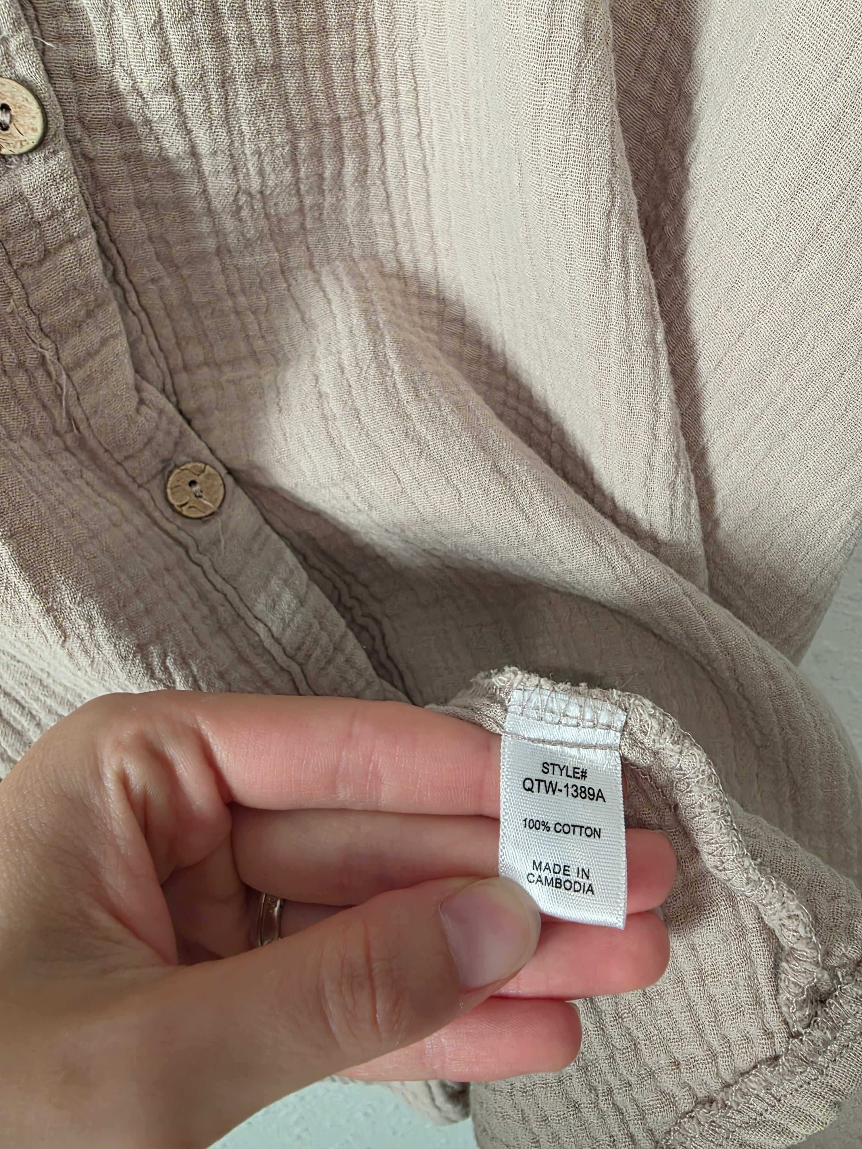 Zenana Oversized Gauze Button Up (L/XL)
