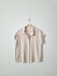 Grade & Gather Cotton Linen Button Up Top (L)