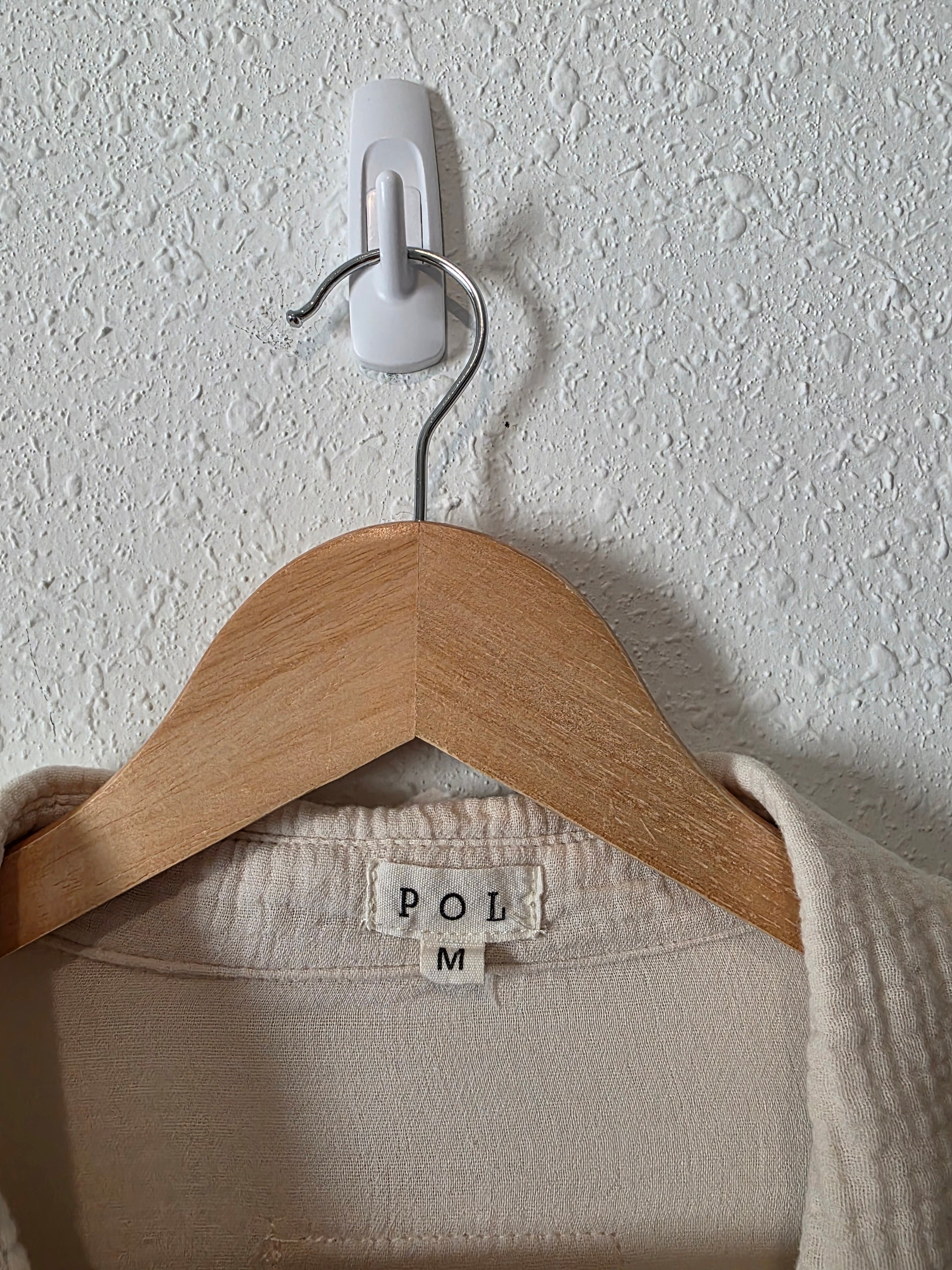 POL Crochet Sleeve Gauze Button Up (M)