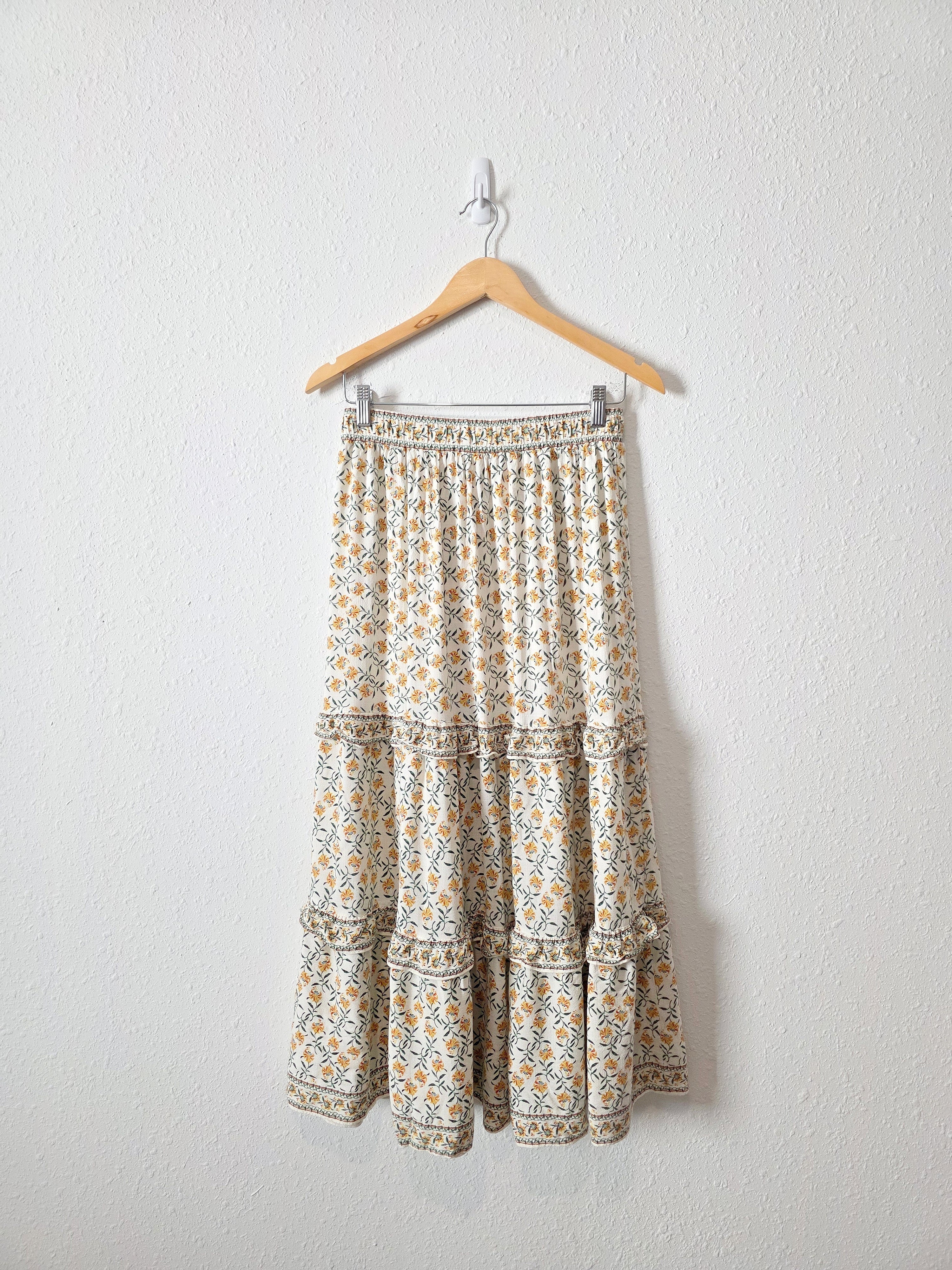 Floral Ruffle Midi Skirt (M)