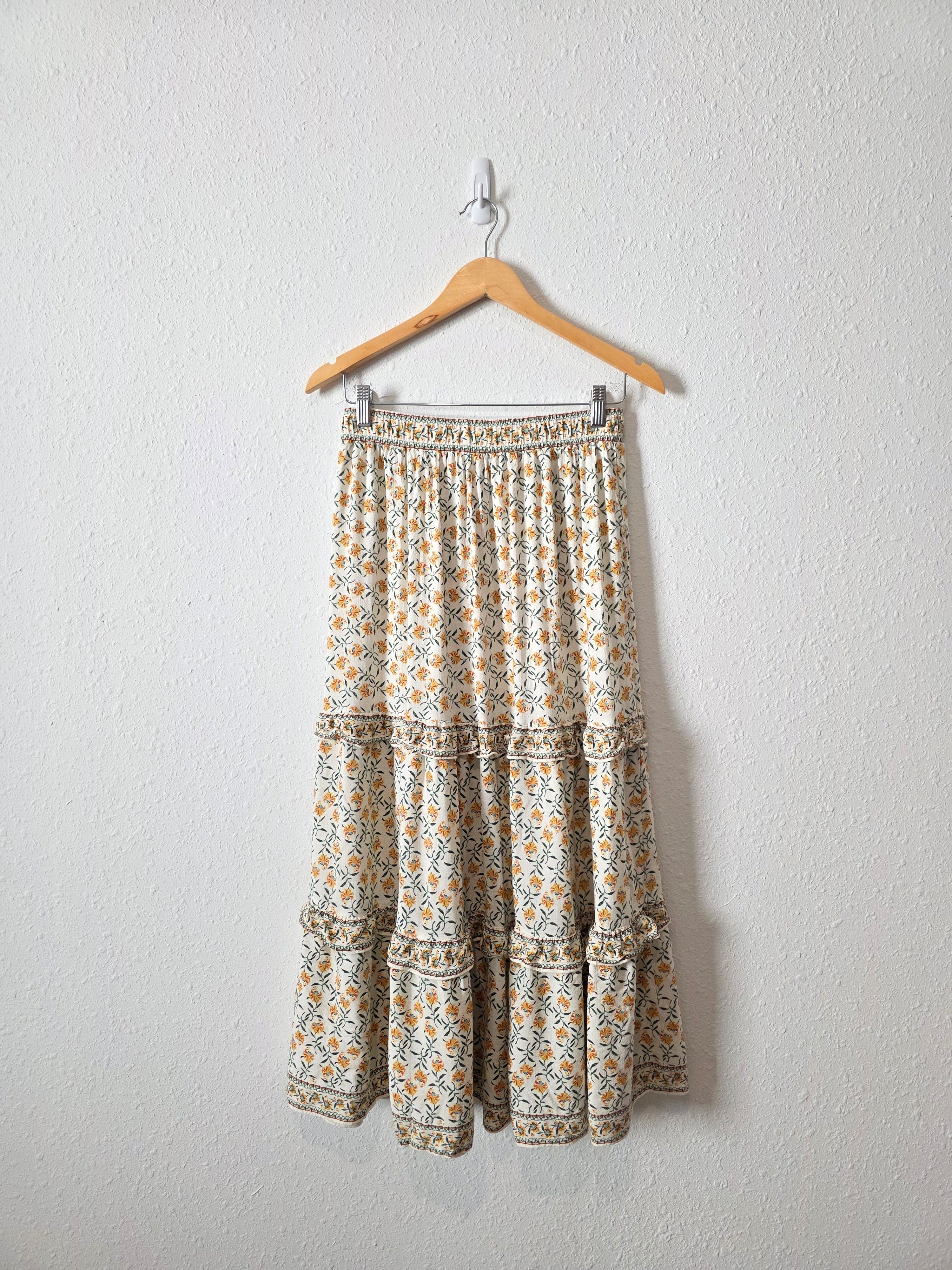 Floral Ruffle Midi Skirt (M)