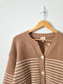 Marea Brown Striped Cotton Cardigan (XL)