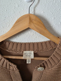 Marea Brown Striped Cotton Cardigan (XL)