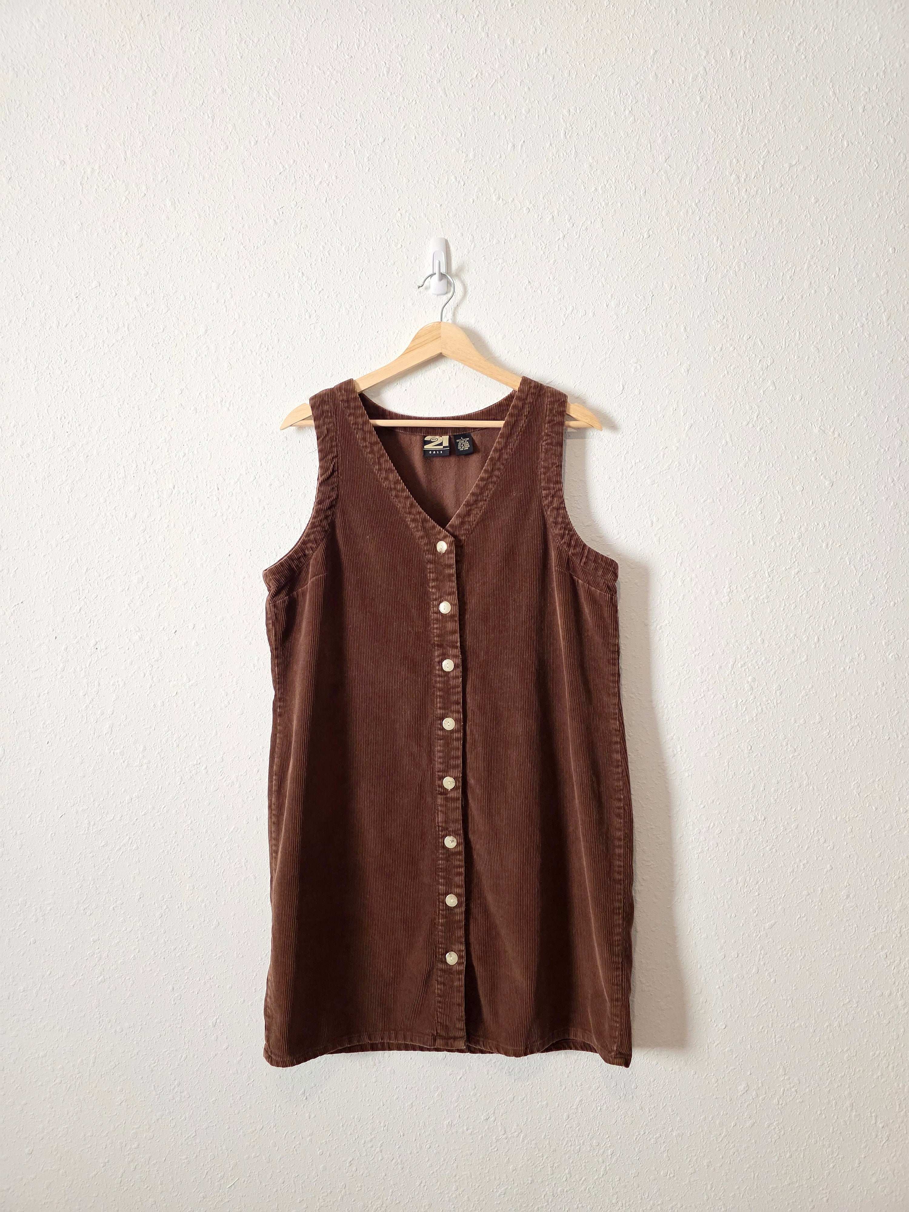Vintage Brown Cord Mini Dress (L)
