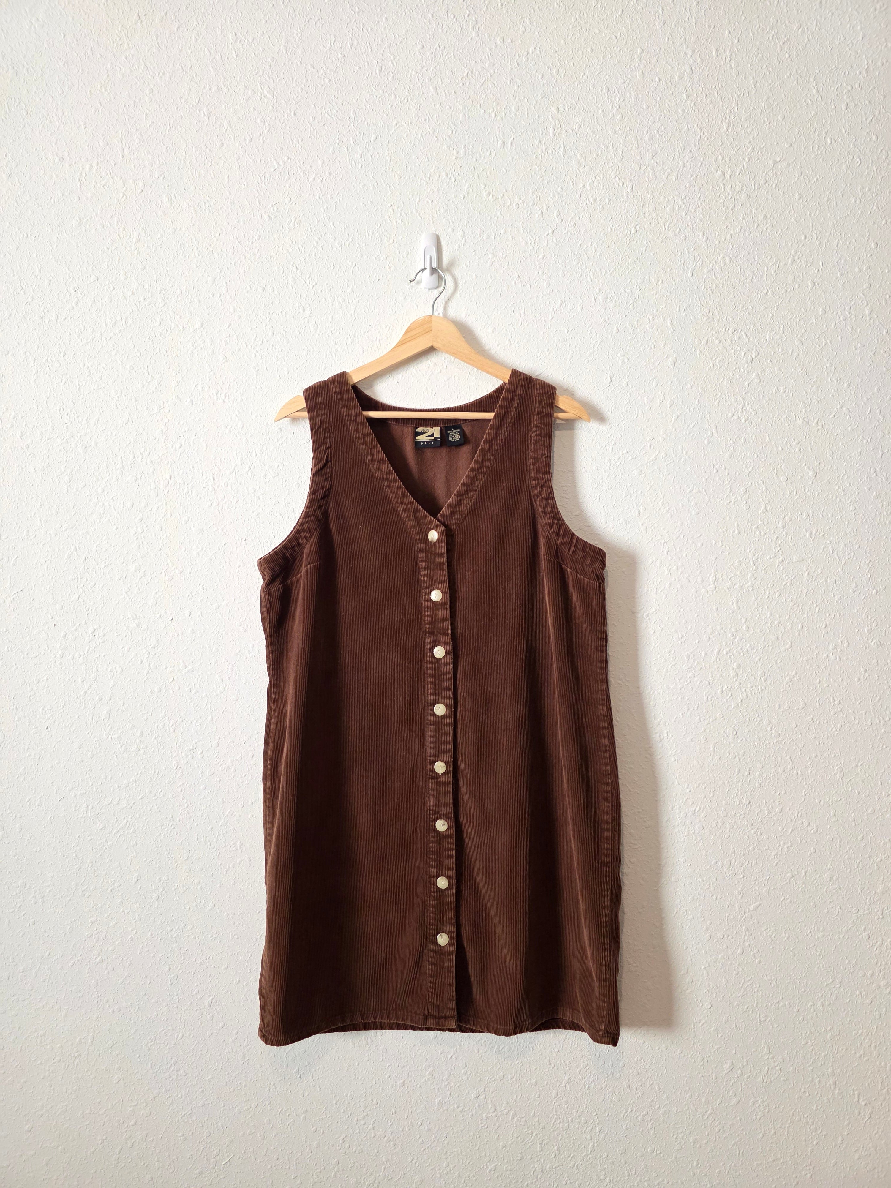 Vintage Brown Cord Mini Dress (L)