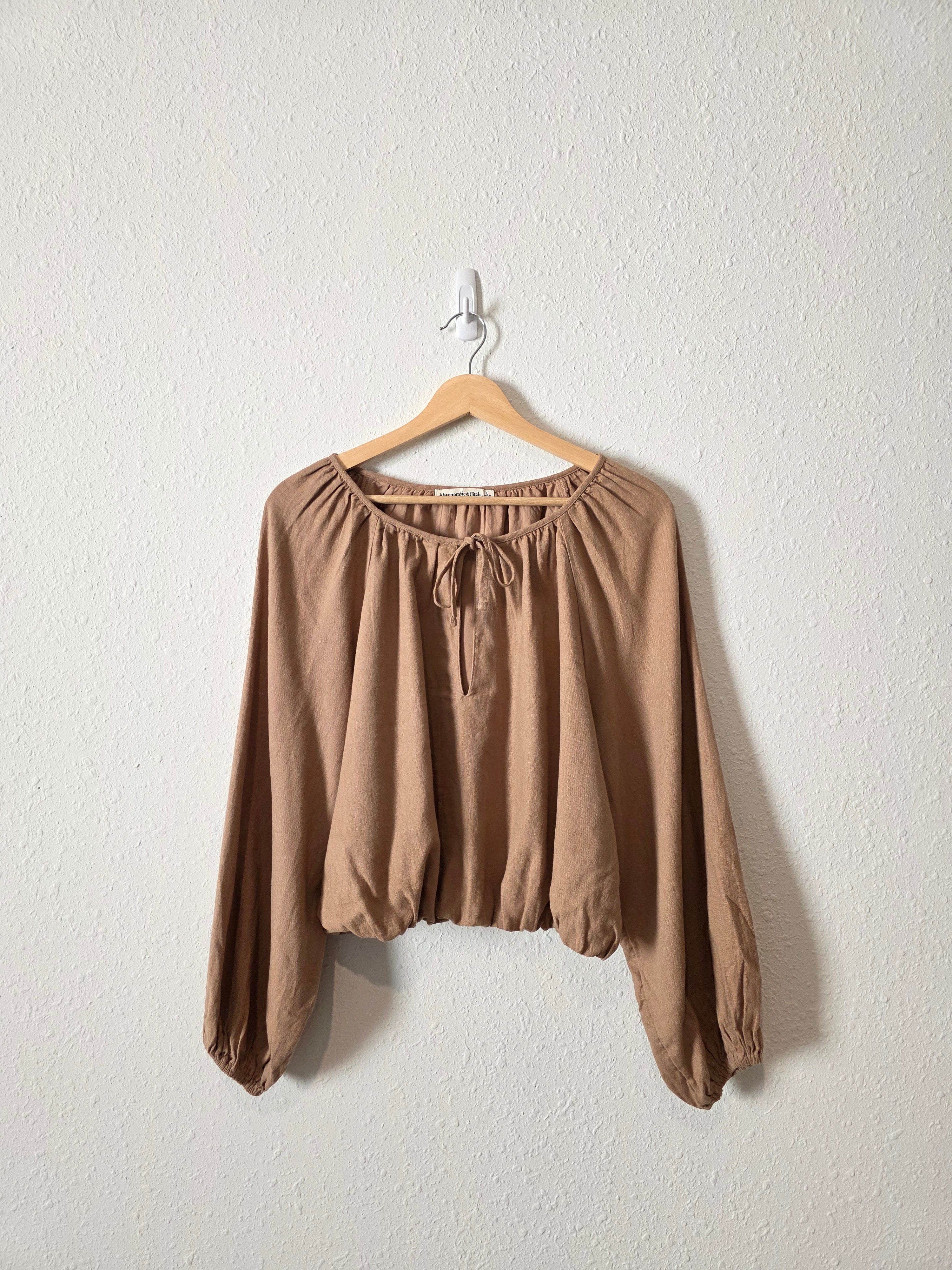 Abercrombie Brown Linen Cotton Top (L)