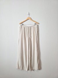Linen Blend Wide Leg Pants (L)