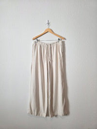 Linen Blend Wide Leg Pants (L)