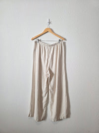 Linen Blend Wide Leg Pants (L)