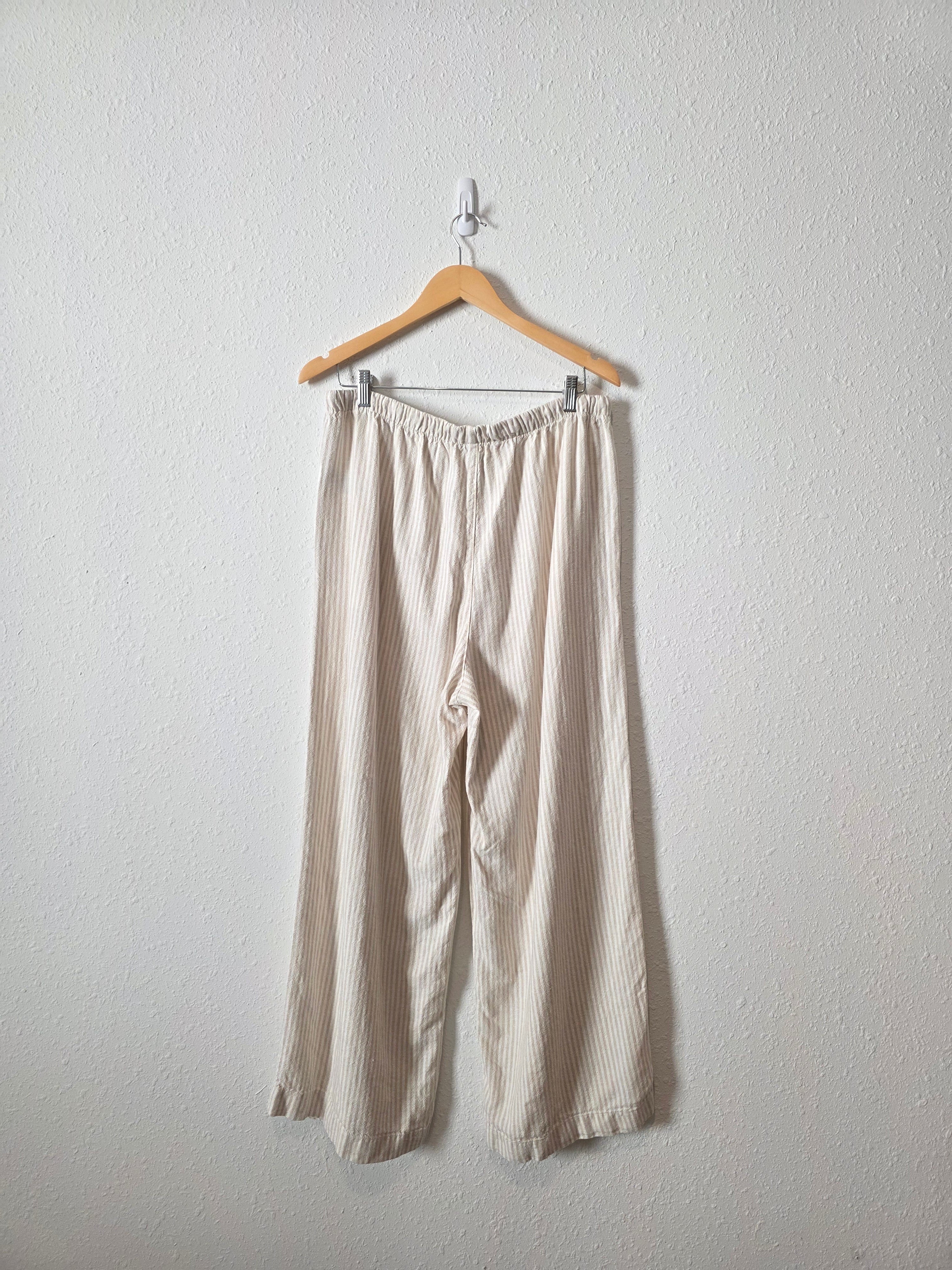 Linen Blend Wide Leg Pants (L)