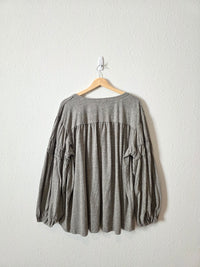Easel Puff Sleeve Tie Front Top (3X)