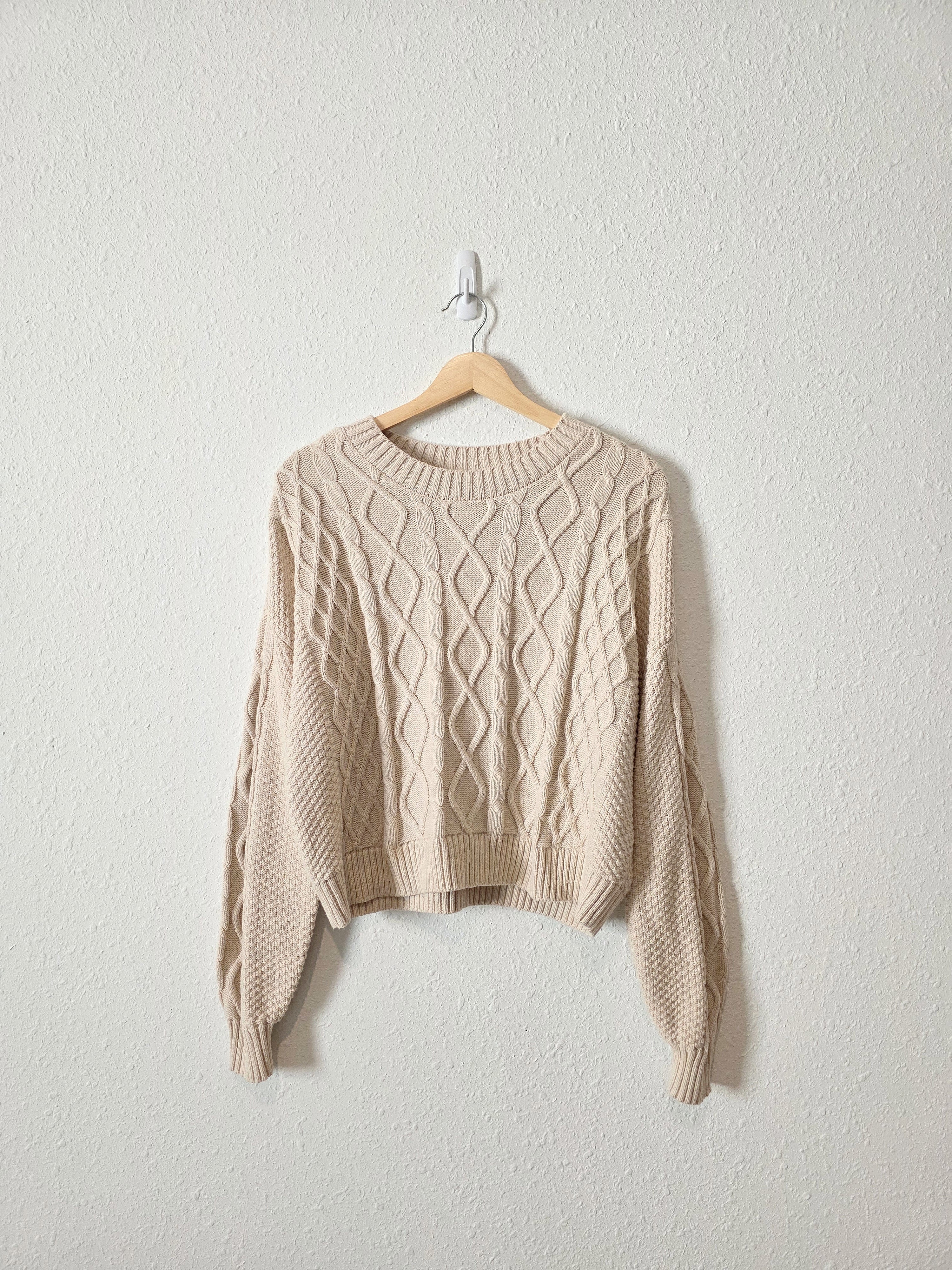 NEW Neutral Cable Knit Sweater (S)