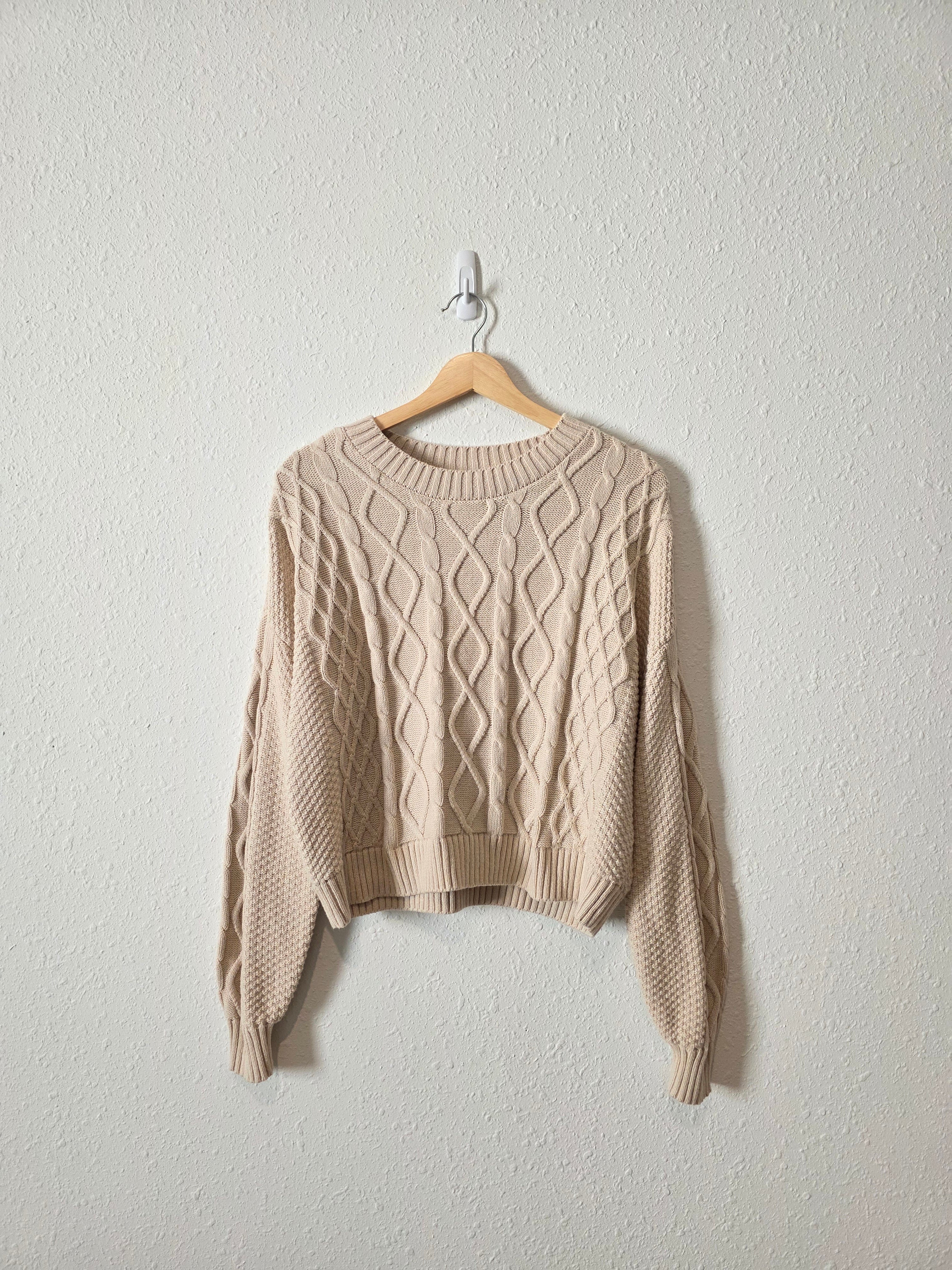 NEW Neutral Cable Knit Sweater (S)