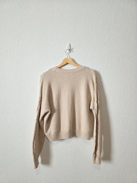 NEW Neutral Cable Knit Sweater (S)