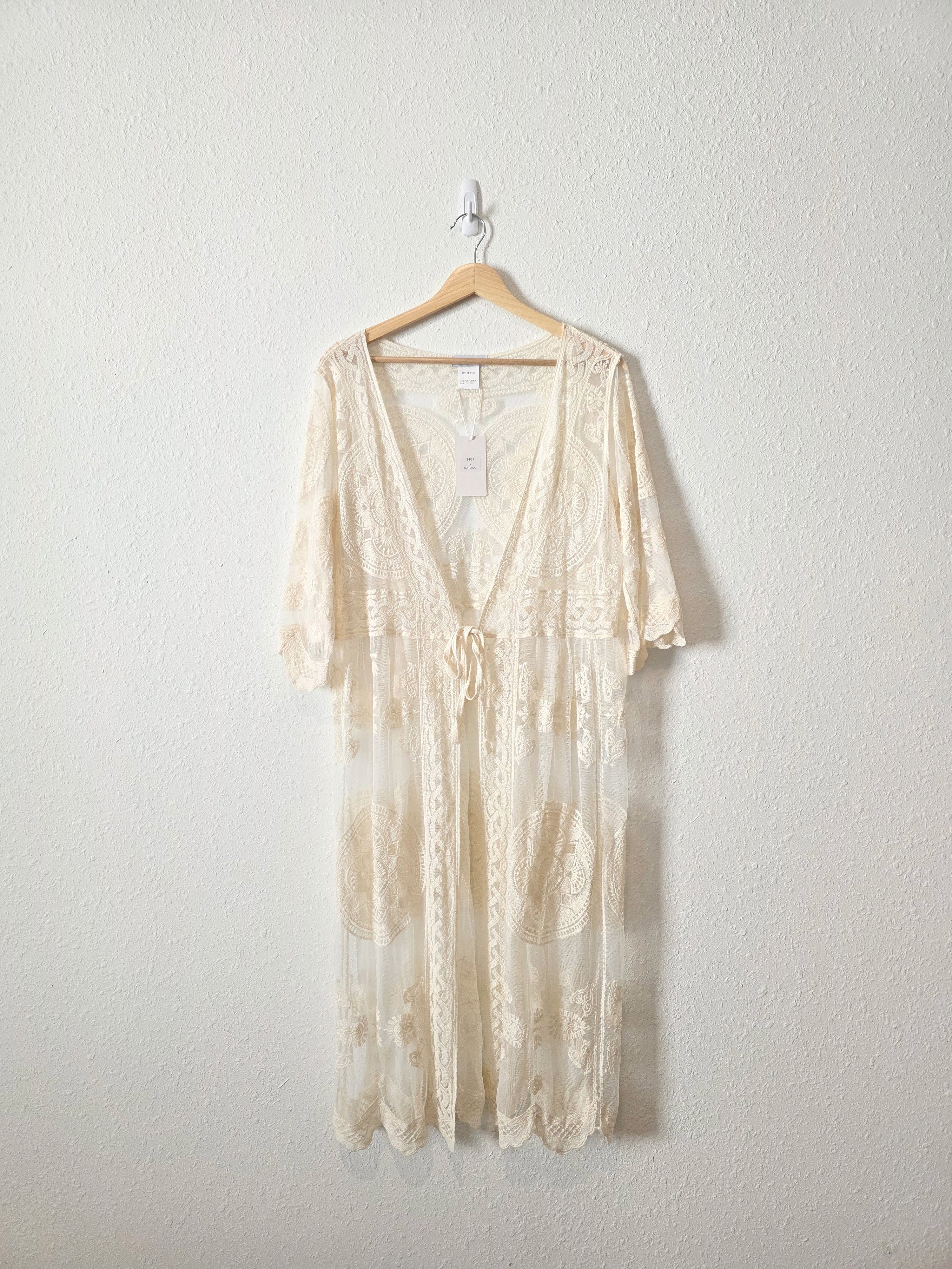 NEW Long Lace Boho Kimono (L)