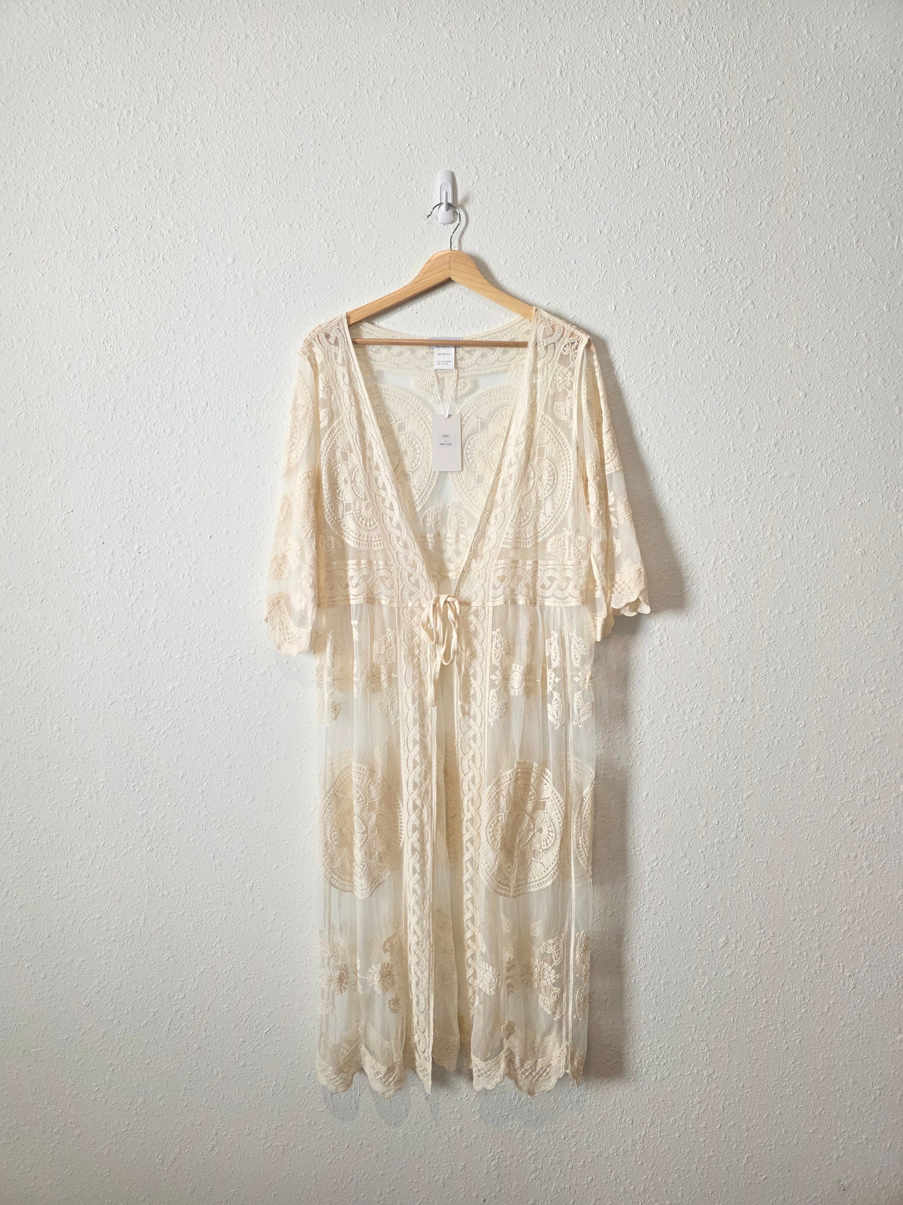 NEW Long Lace Boho Kimono (L)