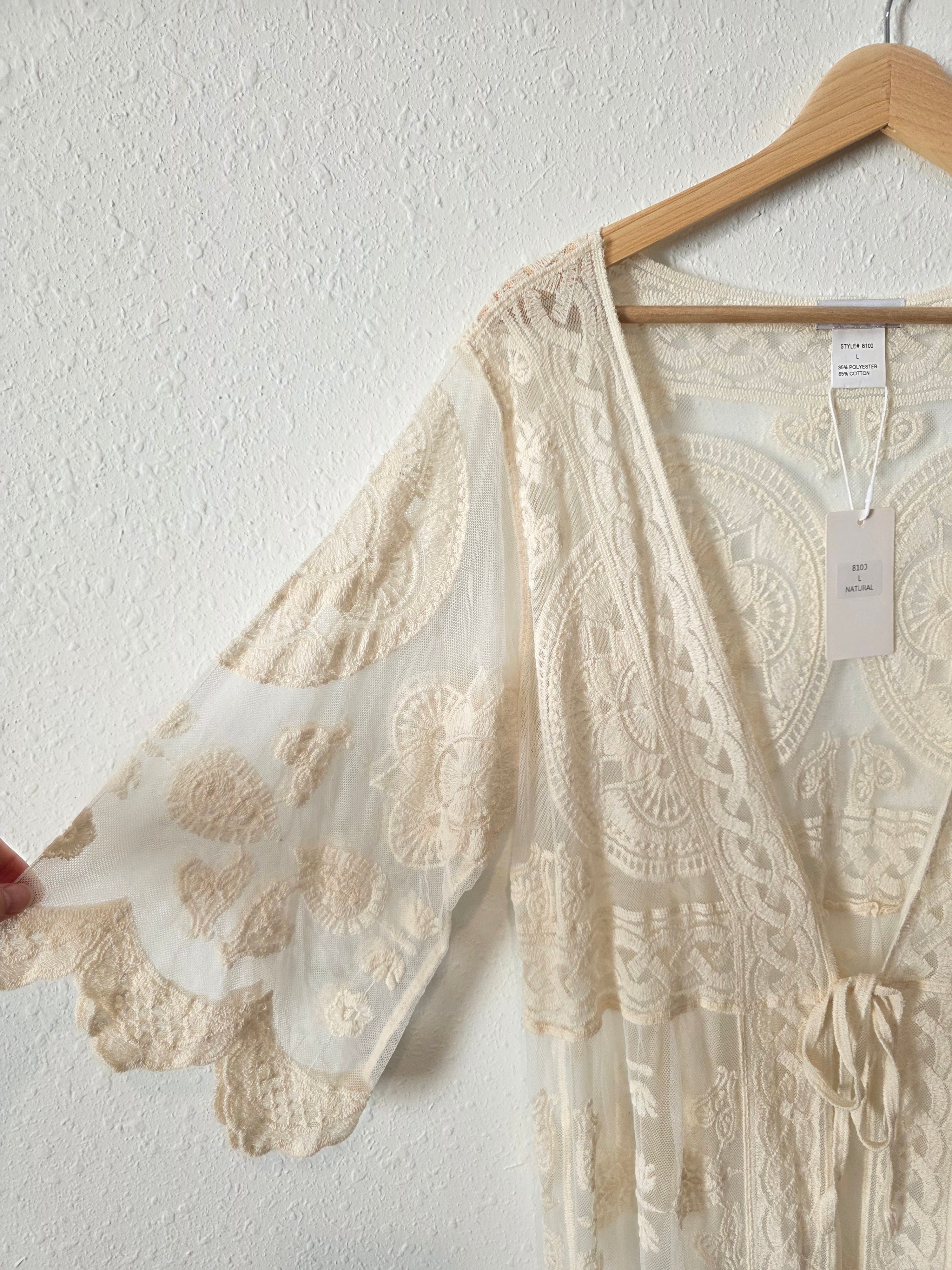 NEW Long Lace Boho Kimono (L)