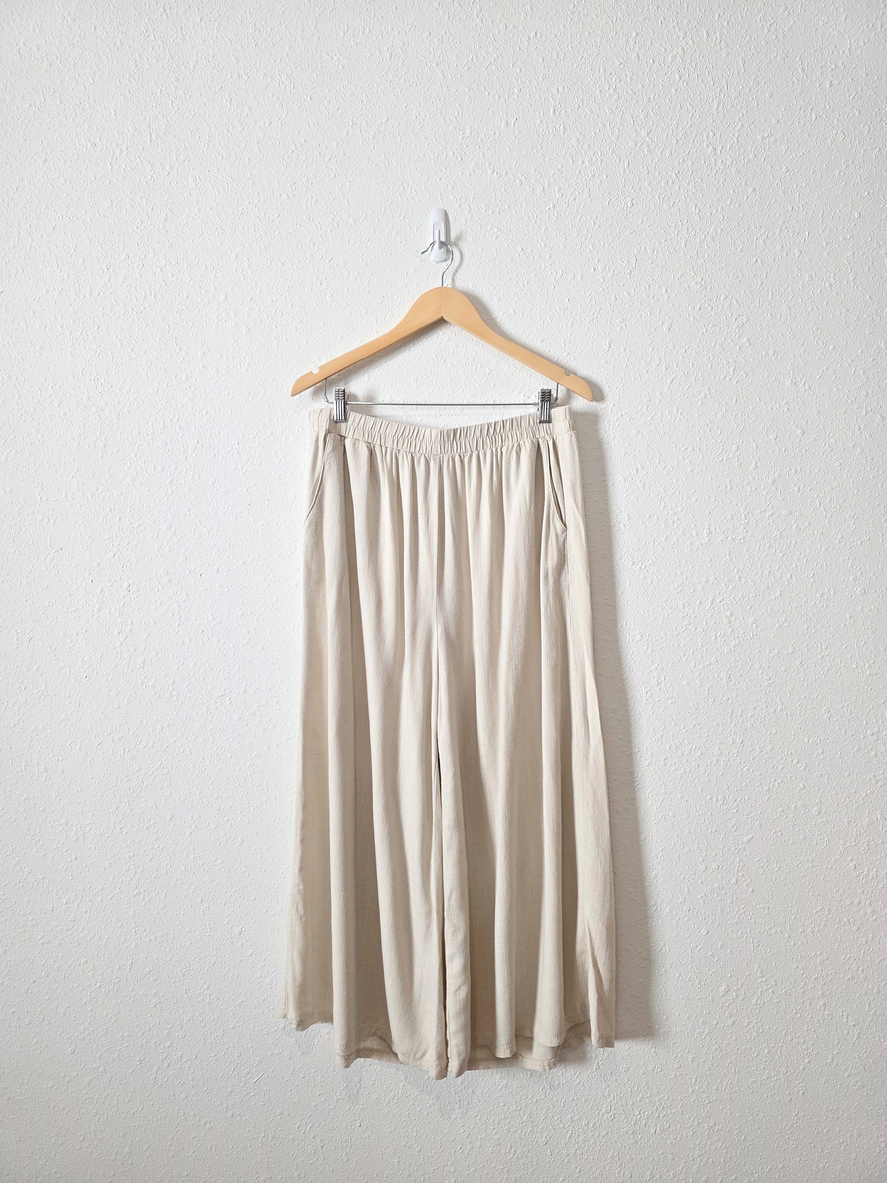 Zenana Wide Leg Linen Blend Pants (XL)