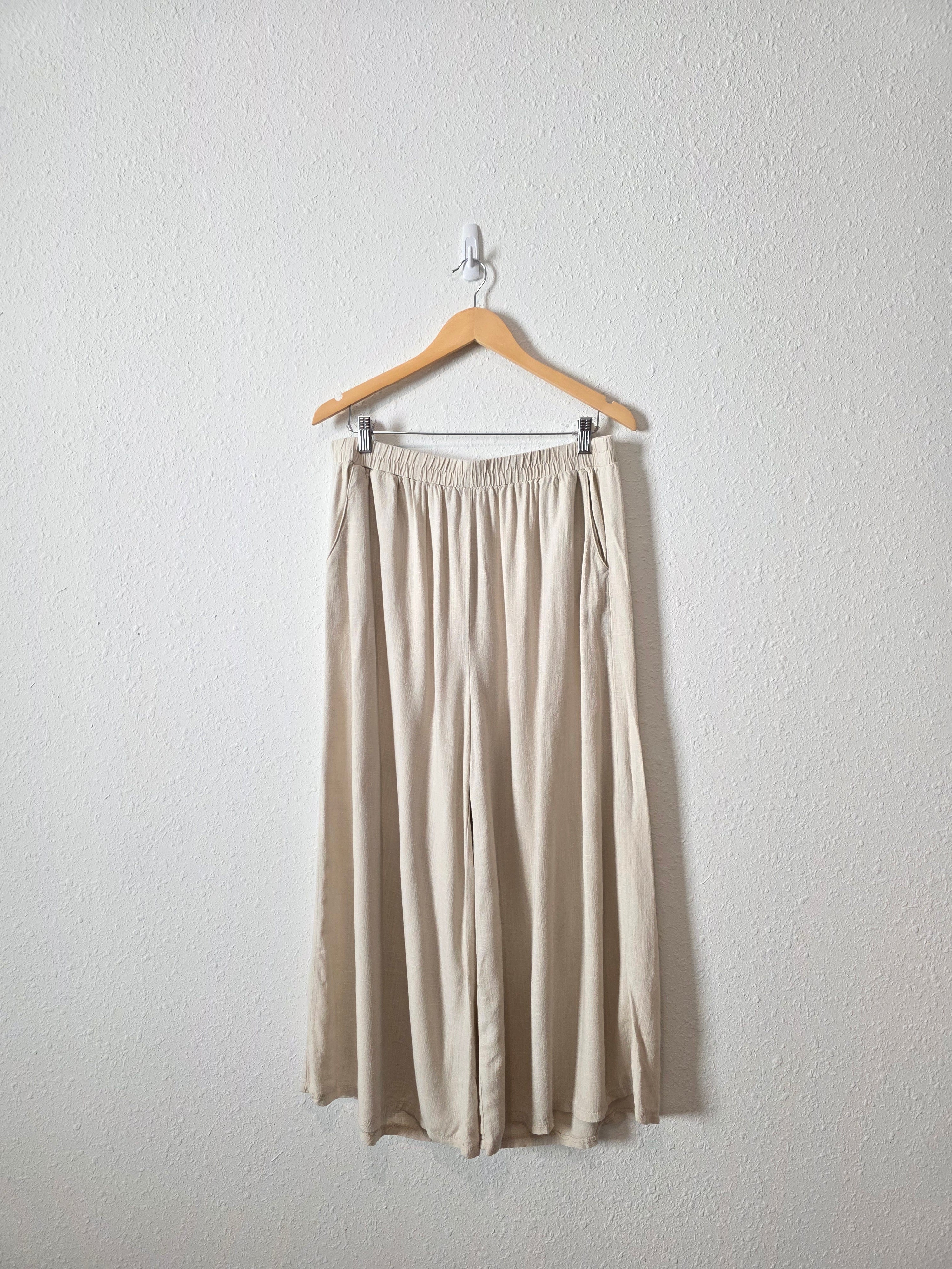 Zenana Wide Leg Linen Blend Pants (XL)