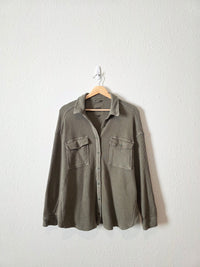 Aerie Olive Waffle Shirt Jacket (M)