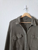 Aerie Olive Waffle Shirt Jacket (M)