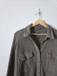 Aerie Olive Waffle Shirt Jacket (M)