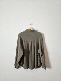 Aerie Olive Waffle Shirt Jacket (M)