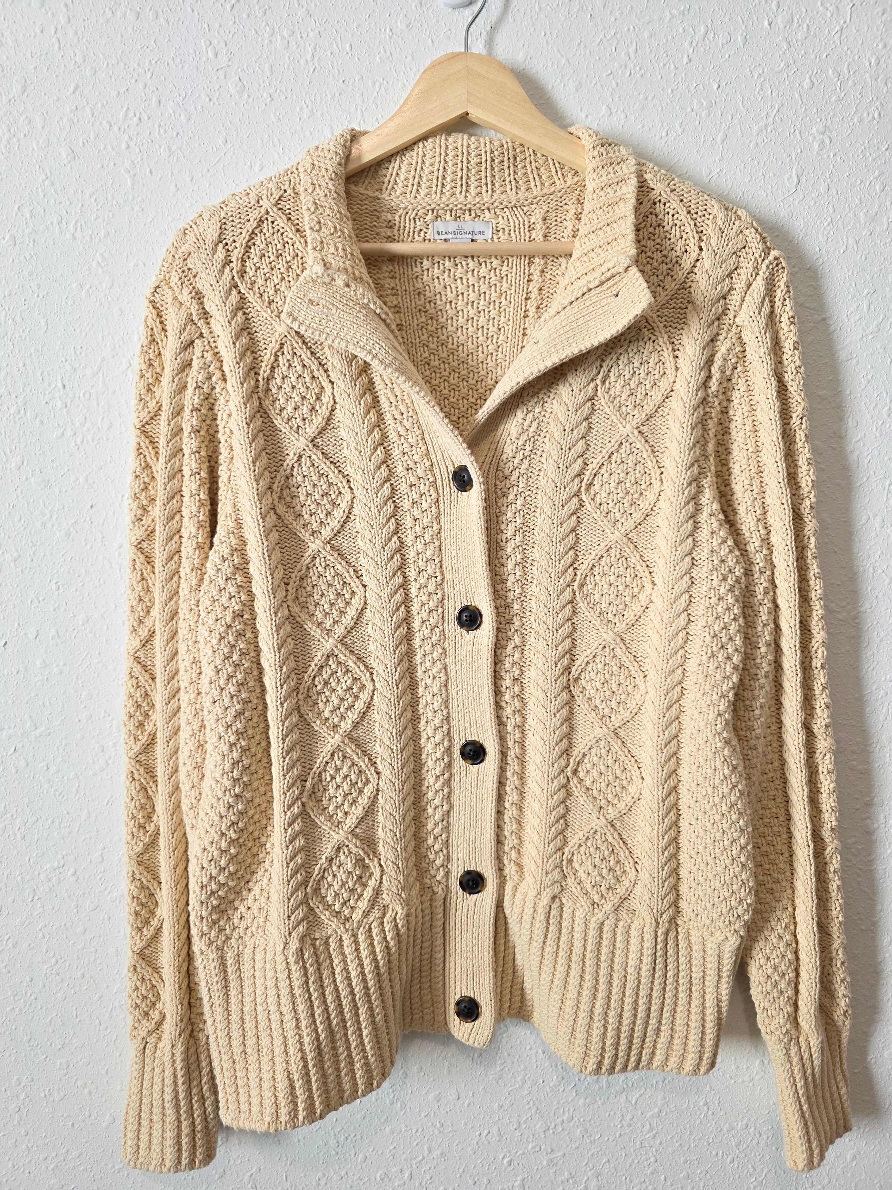 LL Bean Cable Knit Cotton Sweater (L)