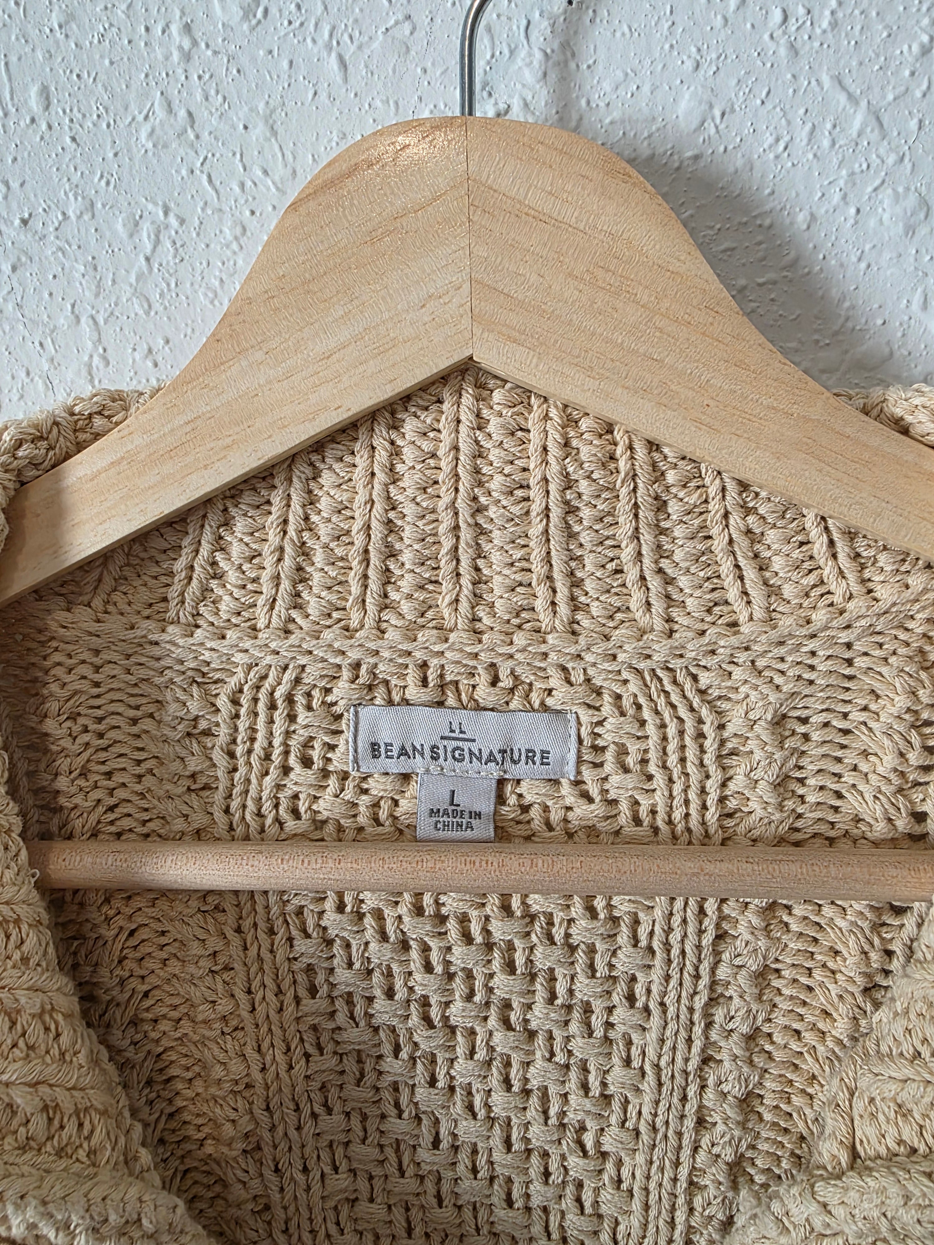 LL Bean Cable Knit Cotton Sweater (L)