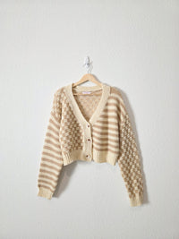 Neutral Checkered Striped Cardigan (M)