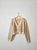 Neutral Checkered Striped Cardigan (M)