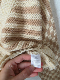 Neutral Checkered Striped Cardigan (M)