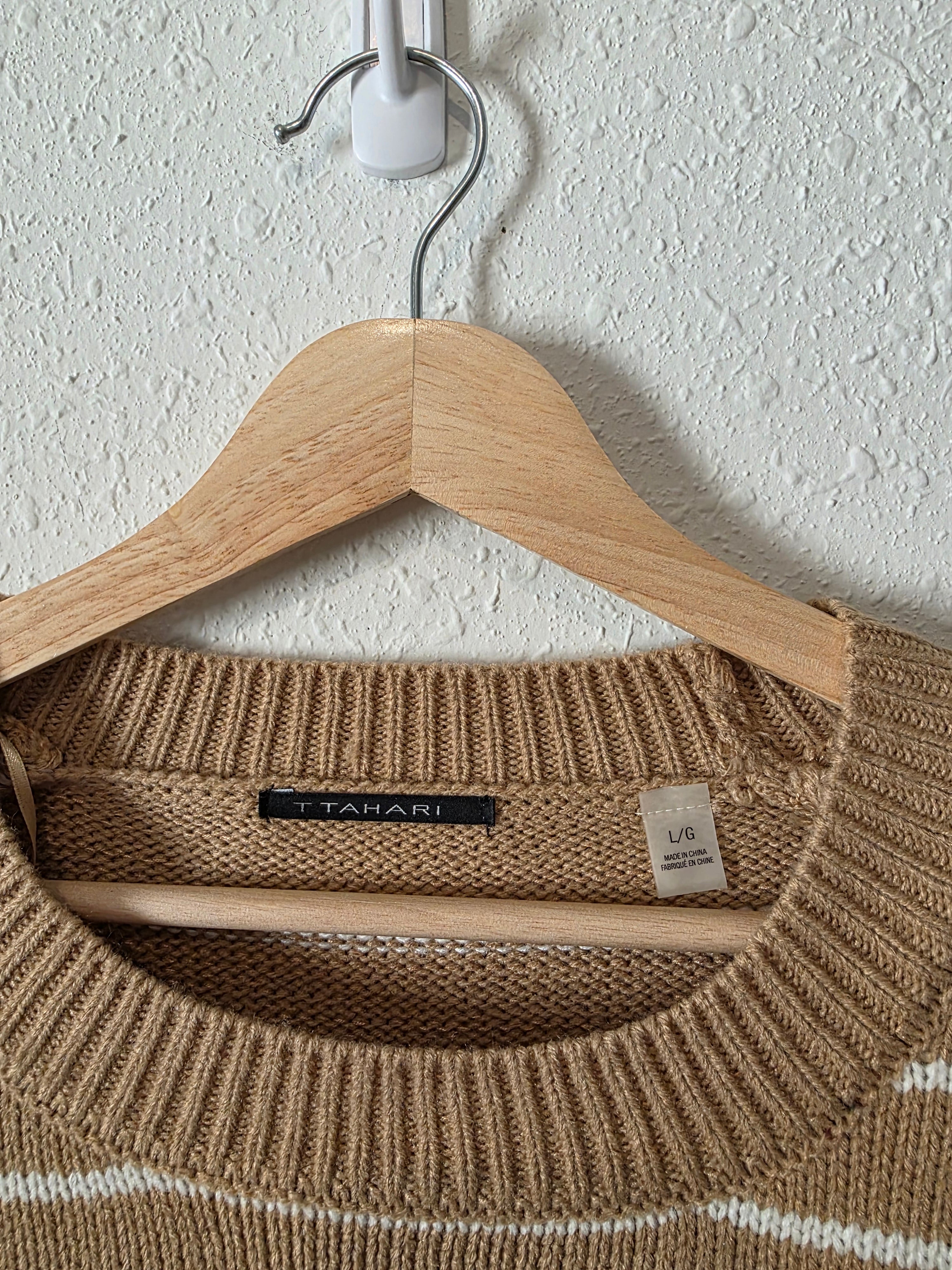 Neutral Striped Boxy Sweater (L)