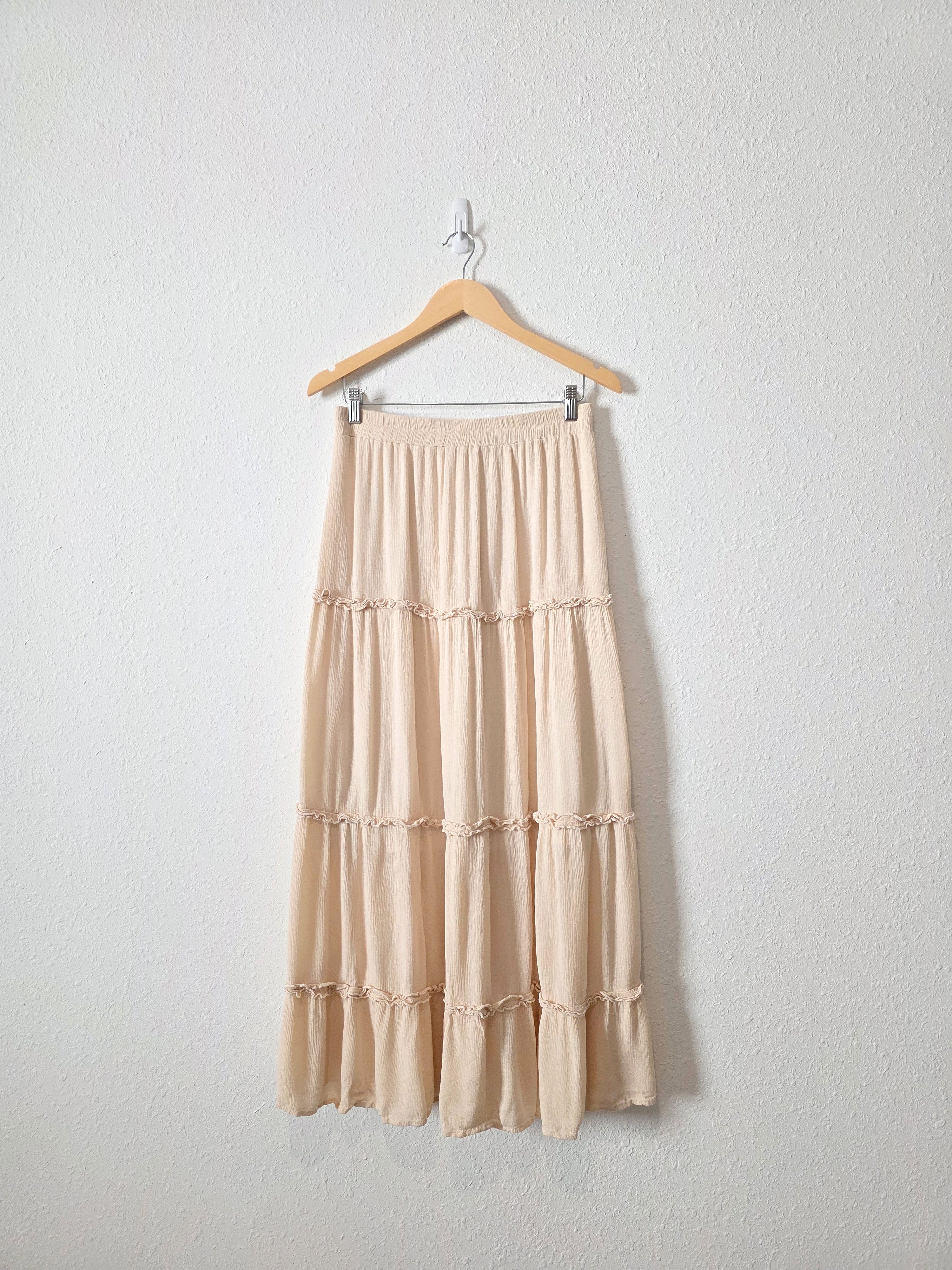 Cream Ruffle Maxi Skirt (L)