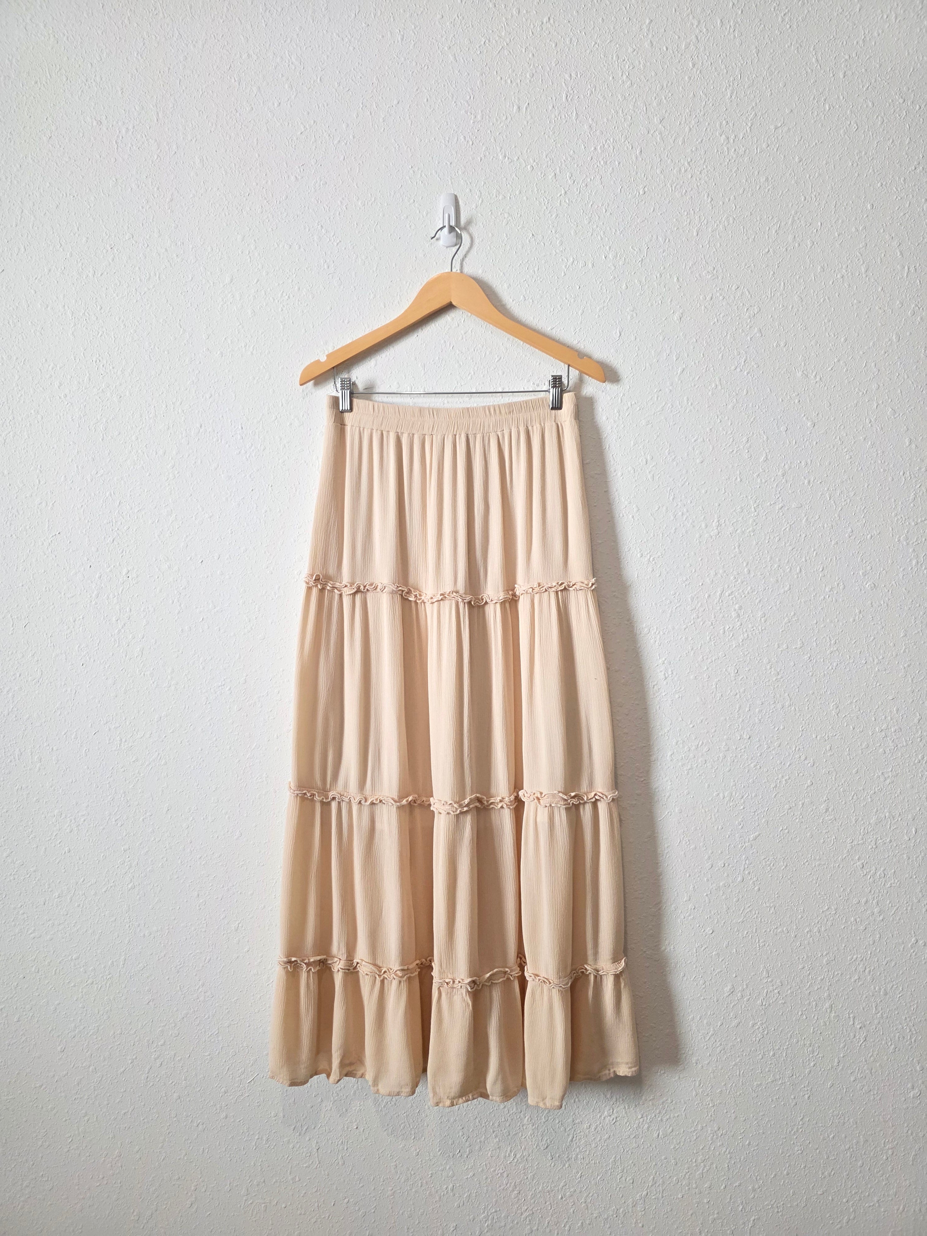 Cream Ruffle Maxi Skirt (L)
