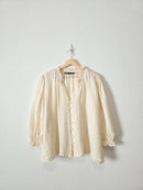 Zara Cotton Linen Puff Sleeve Blouse (M)