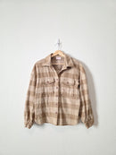 Pink Lily Brown Plaid Shirt Jacket (S)