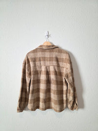 Pink Lily Brown Plaid Shirt Jacket (S)