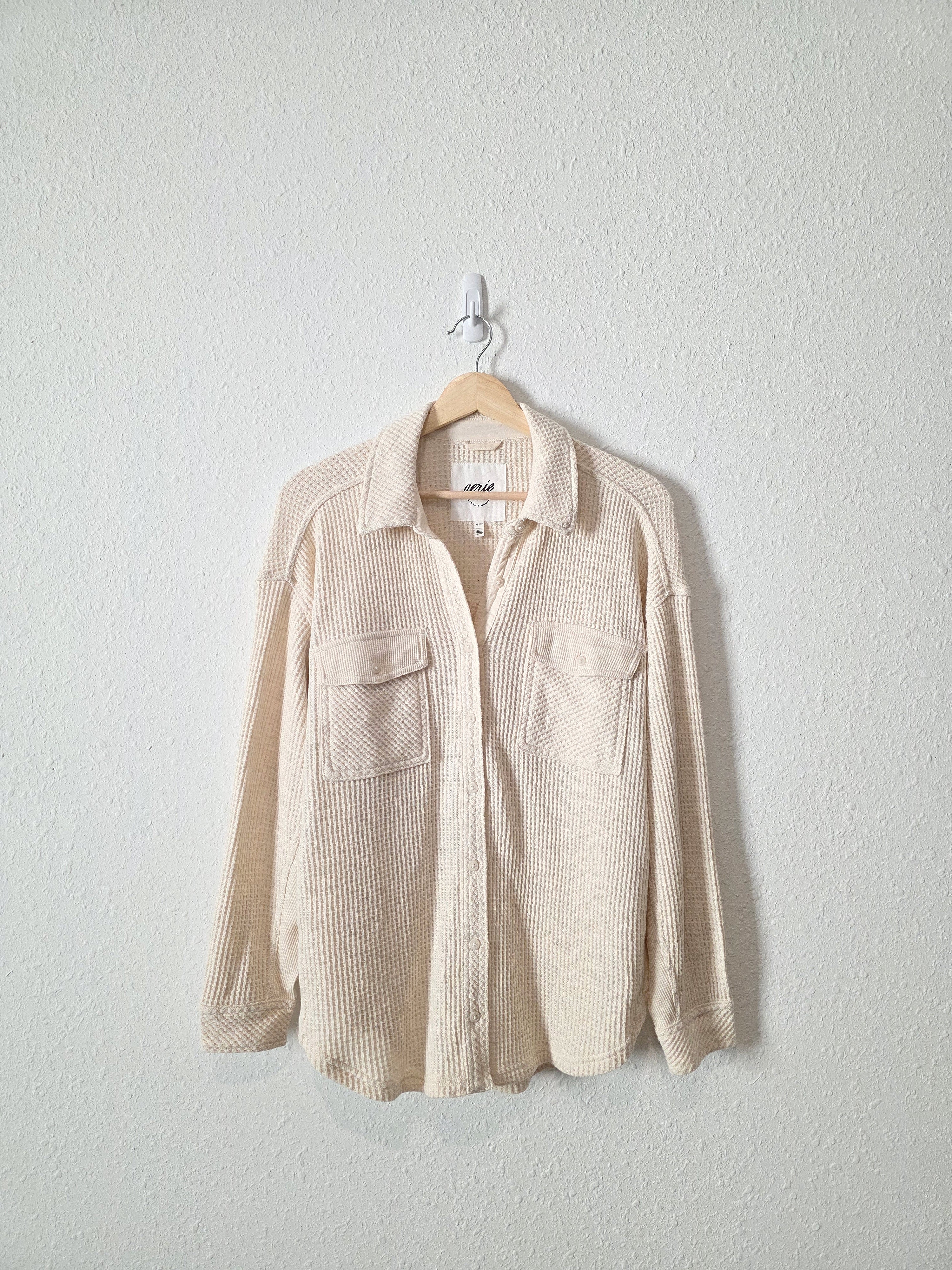 Aerie Oversized Waffle Shirt Jacket (XS)
