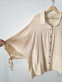 POL Cream Gauze Oversized Top (L)