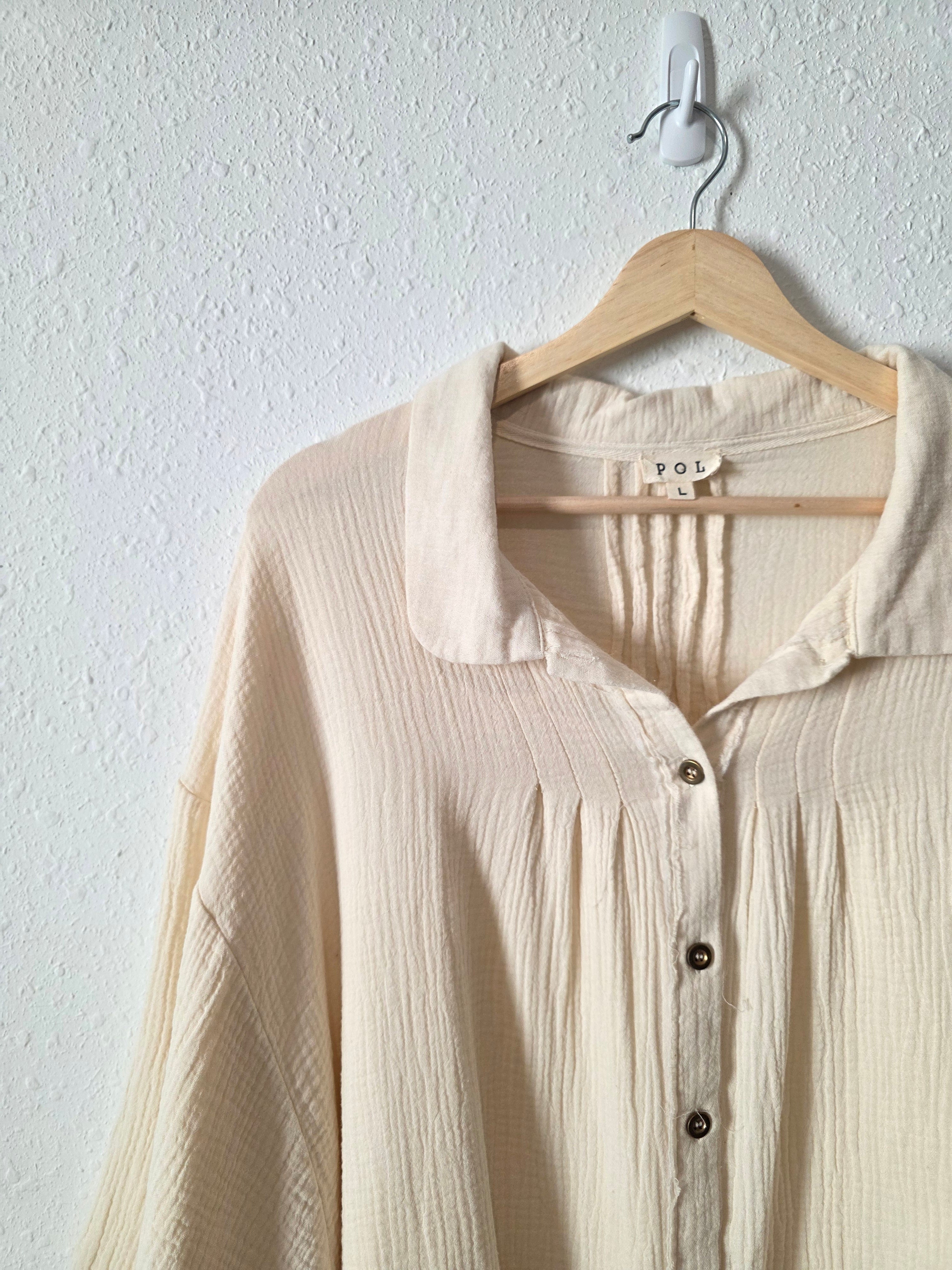 POL Cream Gauze Oversized Top (L)