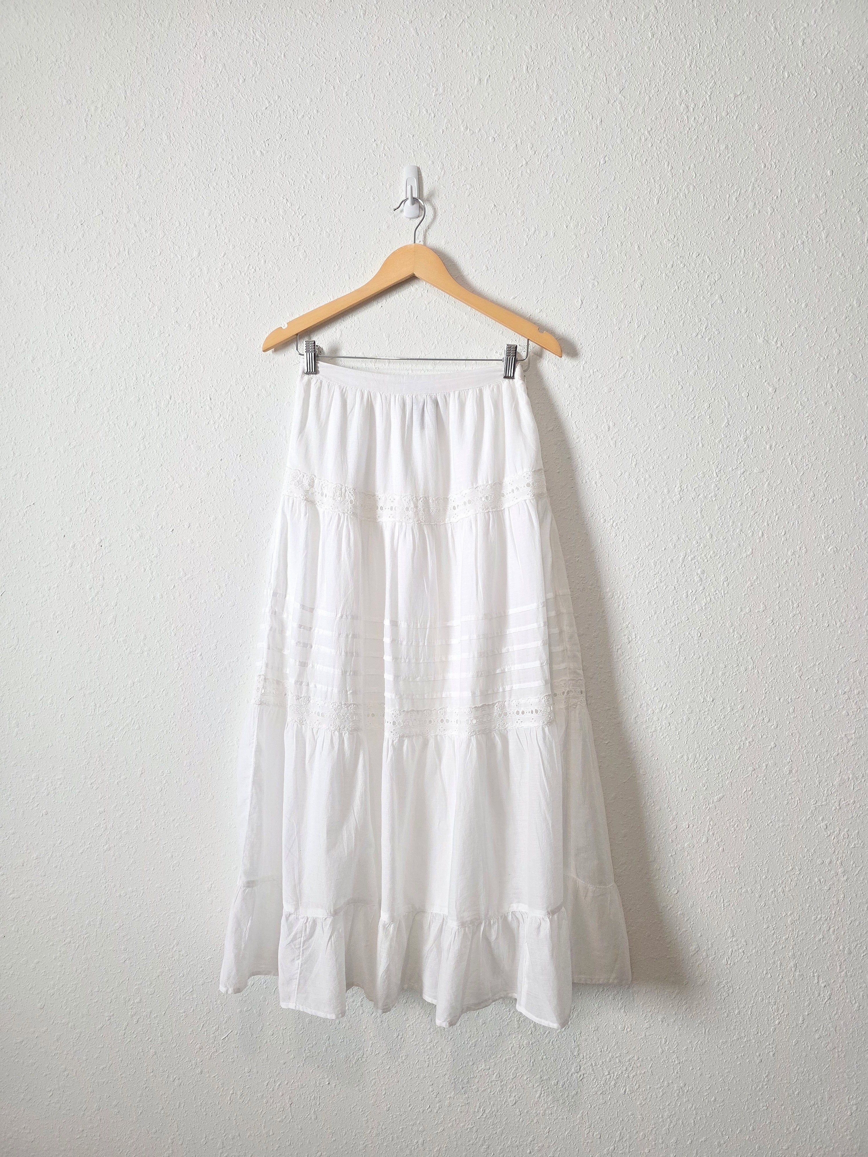 White Embroidered Maxi Skirt (S)