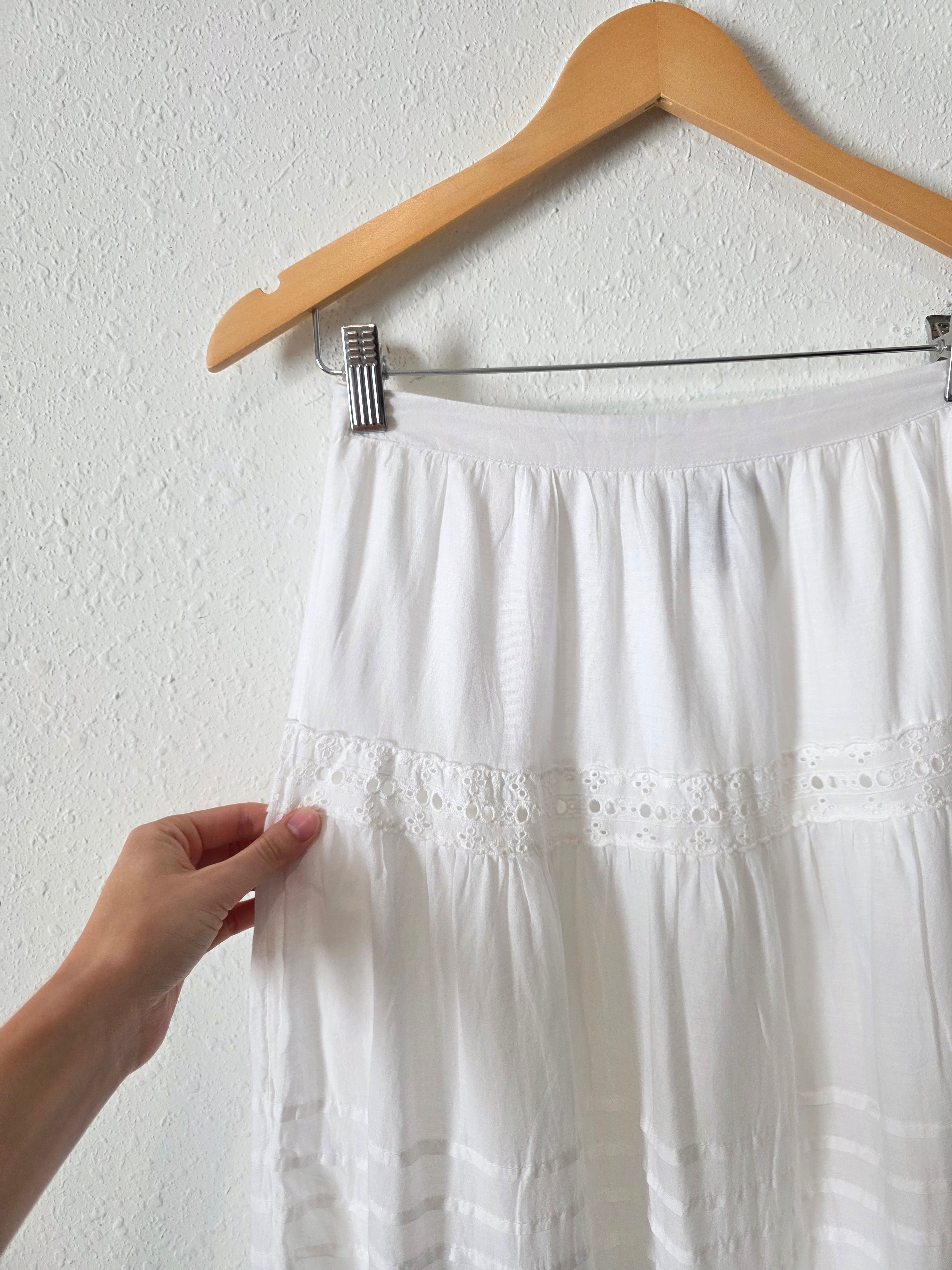 White Embroidered Maxi Skirt (S)