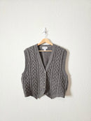 Vintage Cable Knit Wool Vest (M)