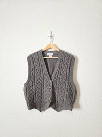 Vintage Cable Knit Wool Vest (M)