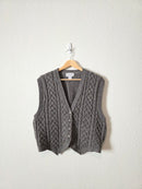 Vintage Cable Knit Wool Vest (M)
