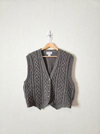 Vintage Cable Knit Wool Vest (M)